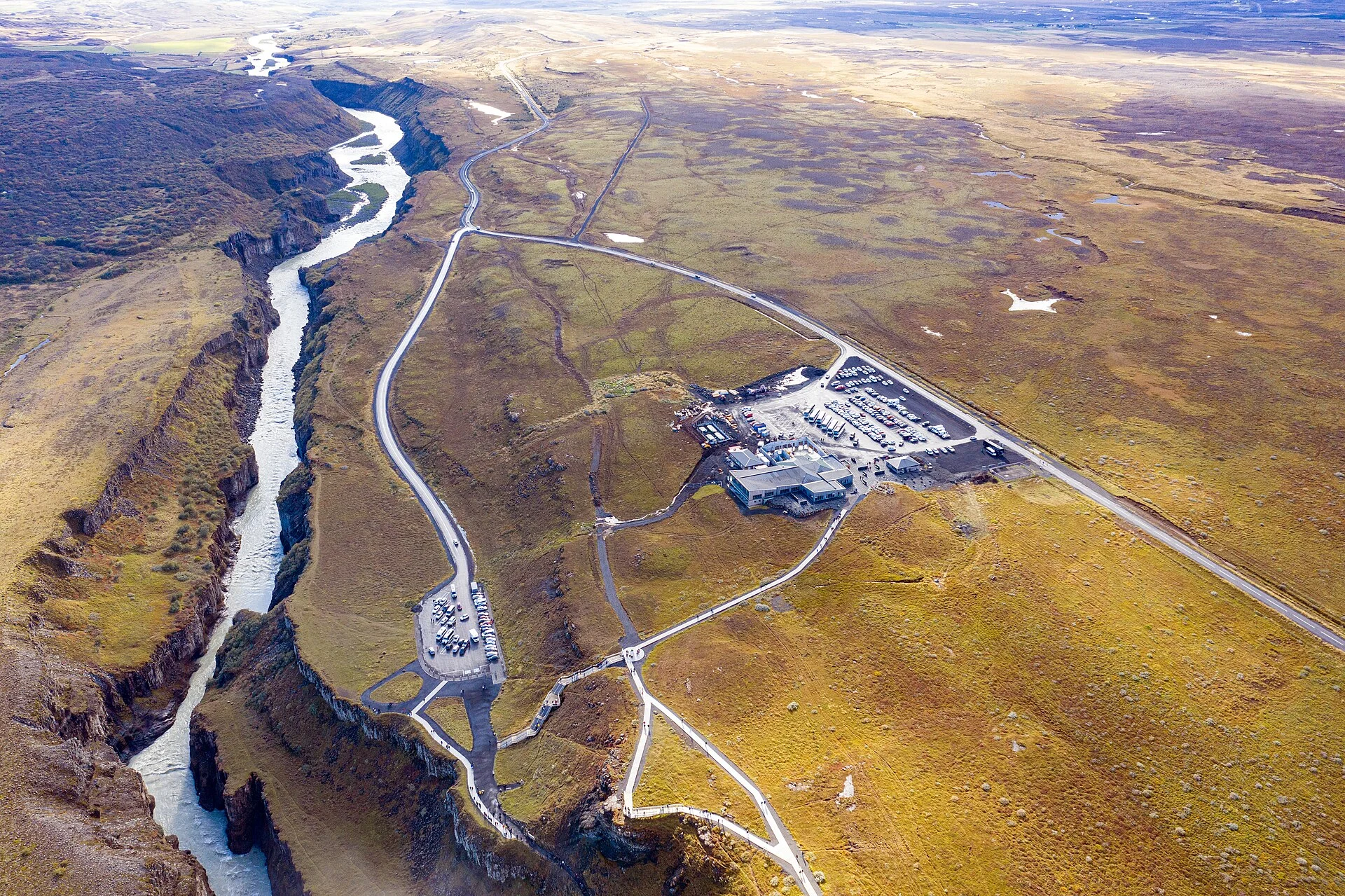 Gullfoss car parking area and visitor building
